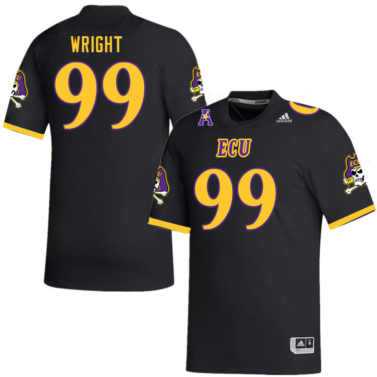 Men #99 Logan Wright ECU Pirates College Football Jerseys Stitched-Black